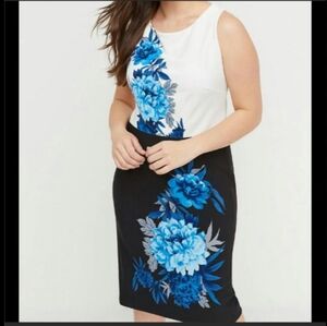 Lane Bryant Color Block Floral Sheath Dress NWT